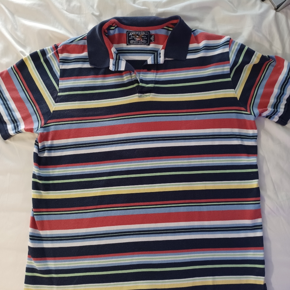 American Living mens XL multicolor stripe polo short sleeve shirt.